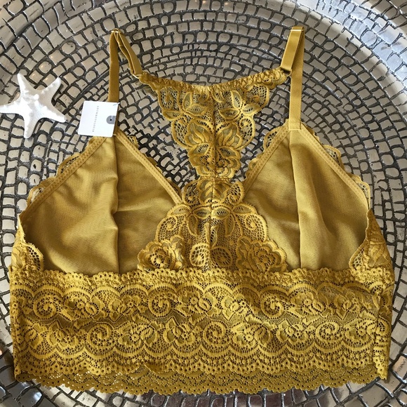 NWT ANTHROPOLOGIE GOLD LACE LOUNGE BRALETTE - Picture 2 of 8